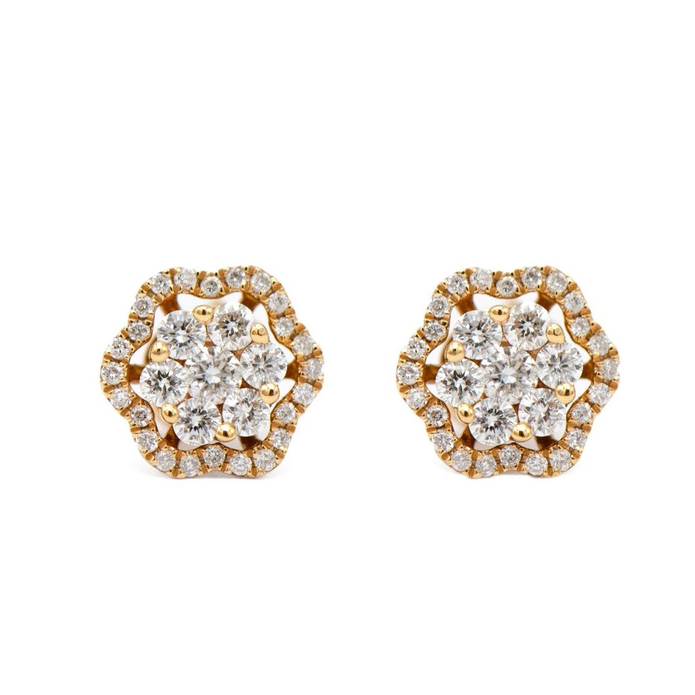 18k Rose Gold Diamond Earrings w/ Jackets